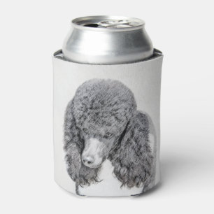 Standard Poodle Black Parti Painting - Dog Art Can Cooler