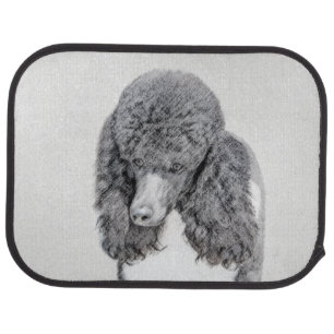 Standard Poodle Black Parti Painting - Dog Art Car Floor Mat