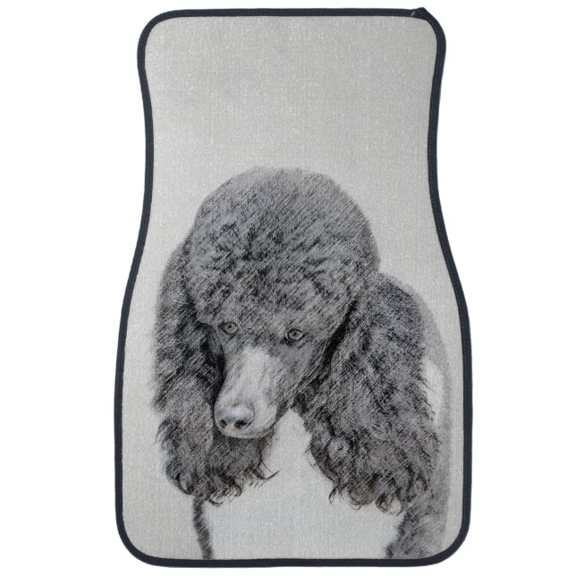 Standard Poodle Black Parti Painting - Dog Art Car Floor Mat (Front)