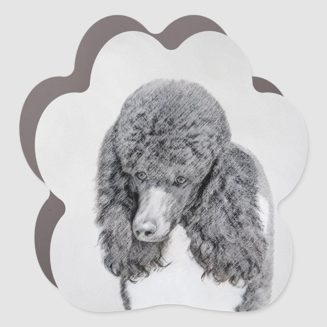 Standard Poodle Black Parti Painting - Dog Art Car Magnet (Front)