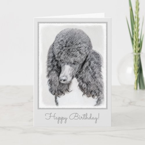 Standard Poodle Black Parti Painting _ Dog Art Card