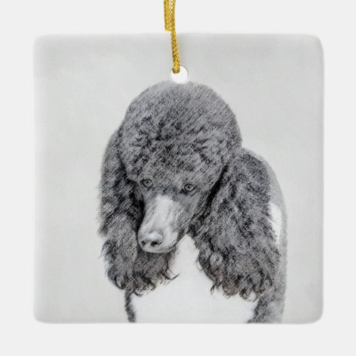 Standard Poodle Black Parti Painting _ Dog Art Ceramic Ornament