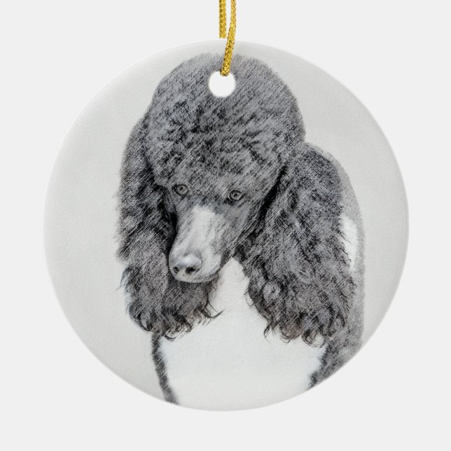 Standard Poodle Black Parti Painting - Dog Art Ceramic Ornament (Front)