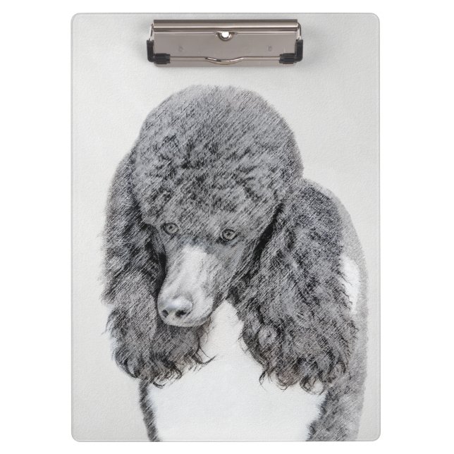 Standard Poodle Black Parti Painting - Dog Art Clipboard (Front)