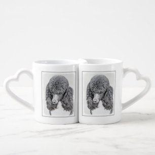 Standard Poodle Black Parti Painting - Dog Art Coffee Mug Set