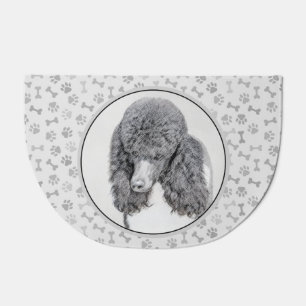Standard Poodle Black Parti Painting - Dog Art Doormat