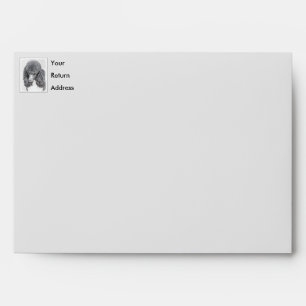 Standard Poodle Black Parti Painting - Dog Art Envelope
