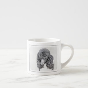 Standard Poodle Black Parti Painting - Dog Art Espresso Cup