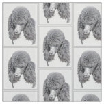 Standard Poodle Black Parti Painting - Dog Art Fabric