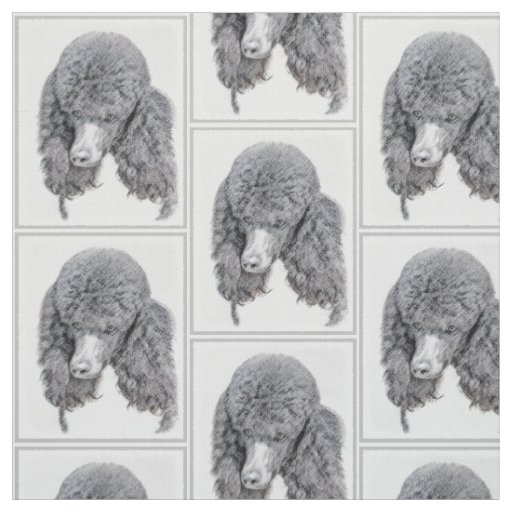 Standard Poodle Black Parti Painting - Dog Art Fabric