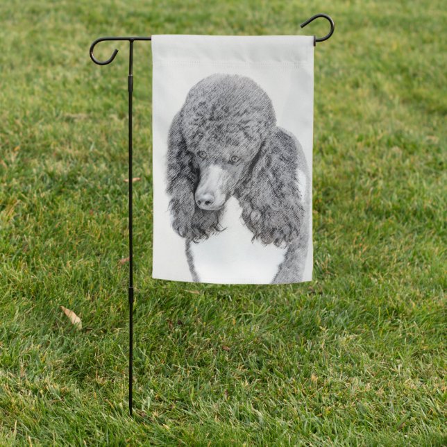 Standard Poodle Black Parti Painting - Dog Art Garden Flag (In SItu)