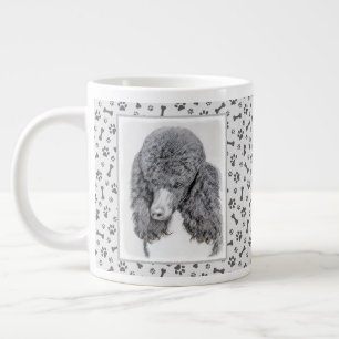 Standard Poodle Black Parti Painting - Dog Art Giant Coffee Mug