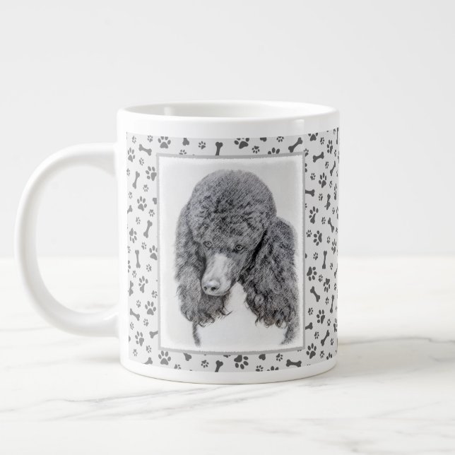 Standard Poodle Black Parti Painting - Dog Art Giant Coffee Mug (Left)