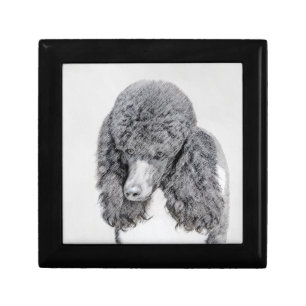 Standard Poodle Black Parti Painting - Dog Art Gift Box