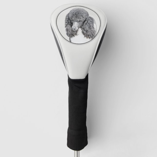 Standard Poodle Black Parti Painting - Dog Art Golf Head Cover (Front)