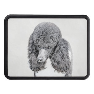 Standard Poodle Black Parti Painting - Dog Art Hitch Cover