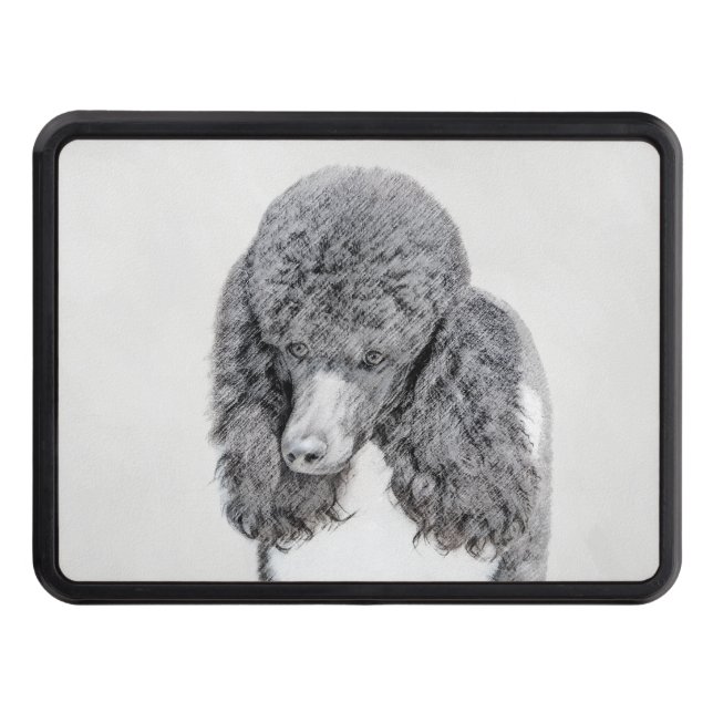 Standard Poodle Black Parti Painting - Dog Art Hitch Cover (Front)