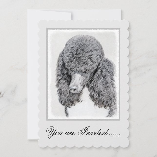 Standard Poodle Black Parti Painting - Dog Art Invitation (Front)