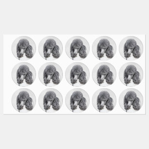 Standard Poodle Black Parti Painting - Dog Art Labels