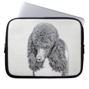 Standard Poodle Black Parti Painting - Dog Art Laptop Sleeve