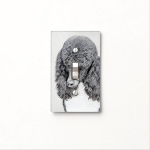 Standard Poodle Black Parti Painting - Dog Art Light Switch Cover
