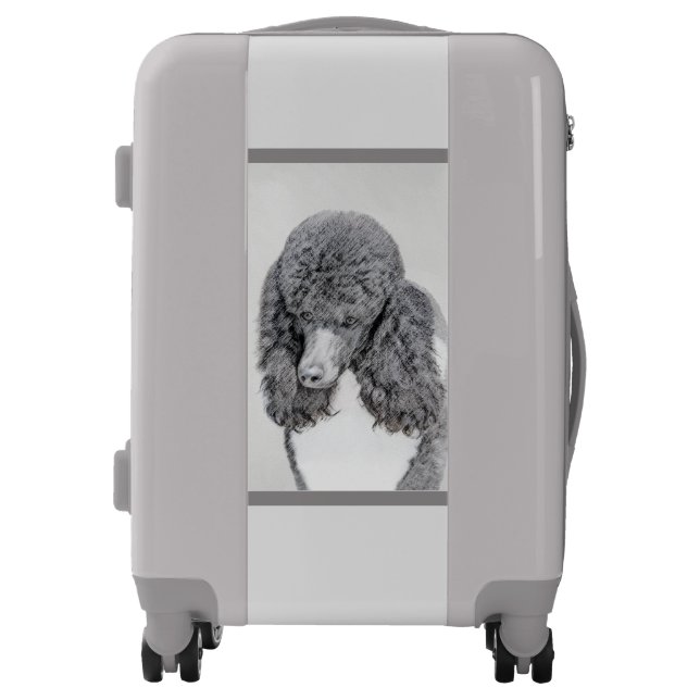 Standard Poodle Black Parti Painting - Dog Art Lug Luggage (Front)