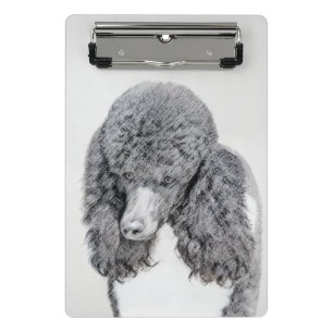 Standard Poodle Black Parti Painting - Dog Art Mini Clipboard