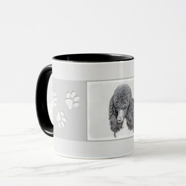 Standard Poodle Black Parti Painting - Dog Art Mug (Front Left)