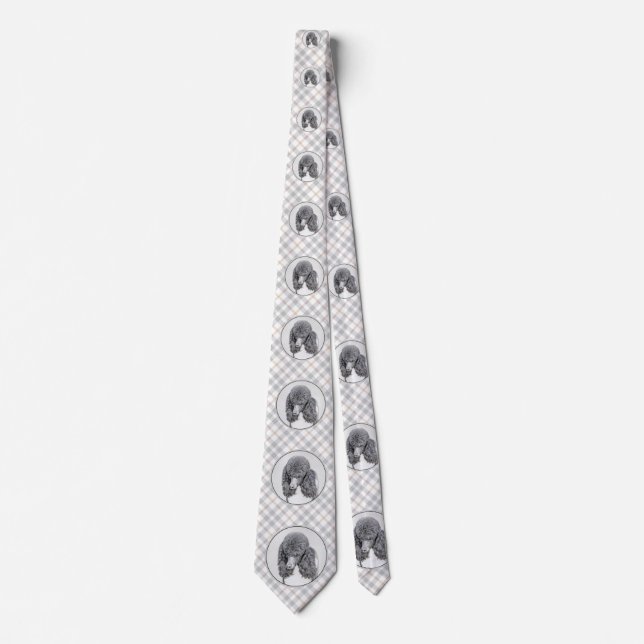 Standard Poodle Black Parti Painting - Dog Art Neck Tie (Front)