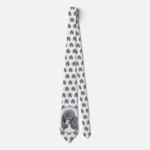 Standard Poodle Black Parti Painting - Dog Art Neck Tie