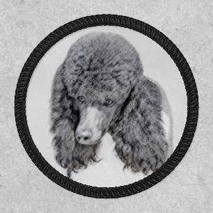 Standard Poodle Black Parti Painting - Dog Art Patch