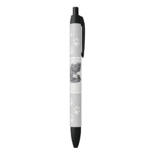 Standard Poodle Black Parti Painting - Dog Art Pen