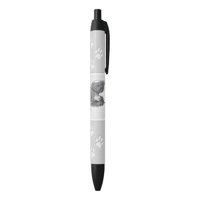 Standard Poodle Black Parti Painting - Dog Art Pen (Bottom (Vertical))