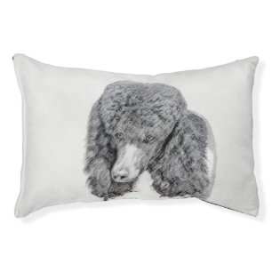 Standard Poodle Black Parti Painting - Dog Art Pet Bed