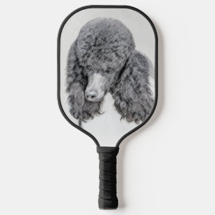 Standard Poodle Black Parti Painting - Dog Art Pickleball Paddle