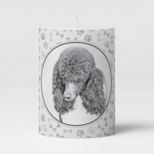 Standard Poodle Black Parti Painting _ Dog Art Pillar Candle