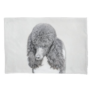 Standard Poodle Black Parti Painting - Dog Art Pillow Case
