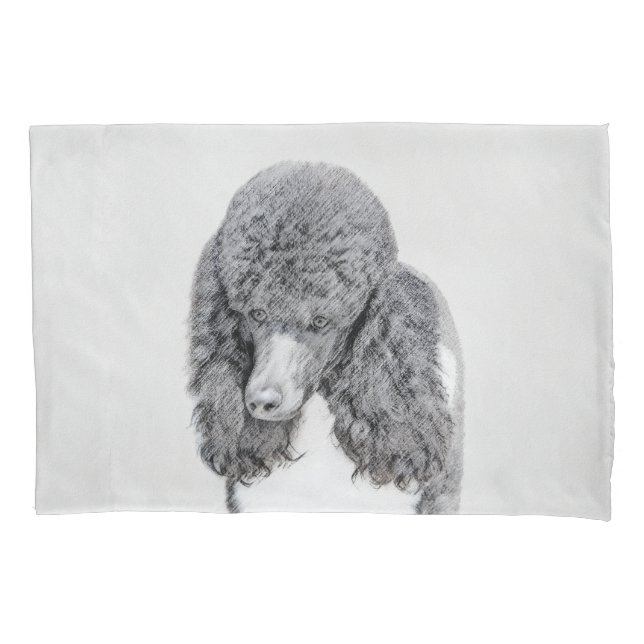 Standard Poodle Black Parti Painting - Dog Art Pillow Case (Front)
