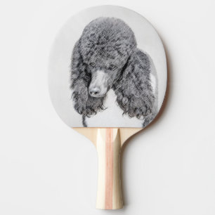 Standard Poodle Black Parti Painting - Dog Art Ping Pong Paddle