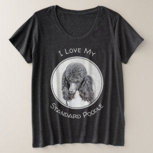 Standard Poodle Black Parti Painting - Dog Art Plus Size T-Shirt
