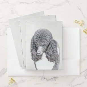 Standard Poodle Black Parti Painting - Dog Art Pocket Folder