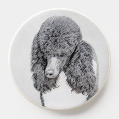 Standard Poodle Black Parti Painting - Dog Art PopSocket
