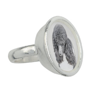 Standard Poodle Black Parti Painting - Dog Art Ring