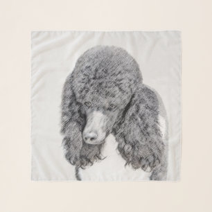 Standard Poodle Black Parti Painting - Dog Art Scarf
