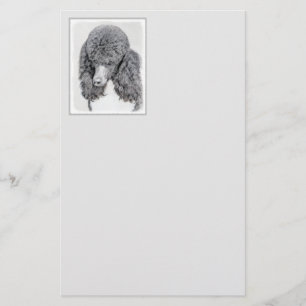 Standard Poodle Black Parti Painting - Dog Art Stationery
