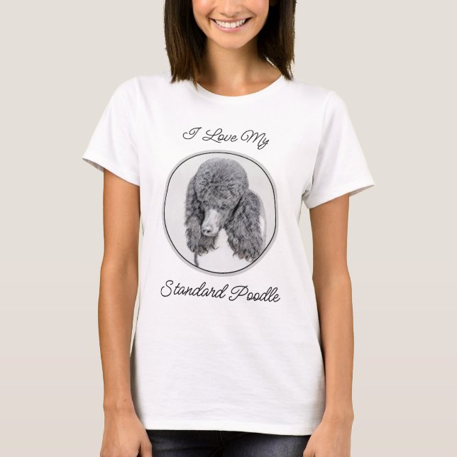 Standard Poodle Black Parti Painting - Dog Art T-Shirt (Front)