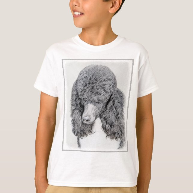 Standard Poodle Black Parti Painting - Dog Art T-Shirt (Front)