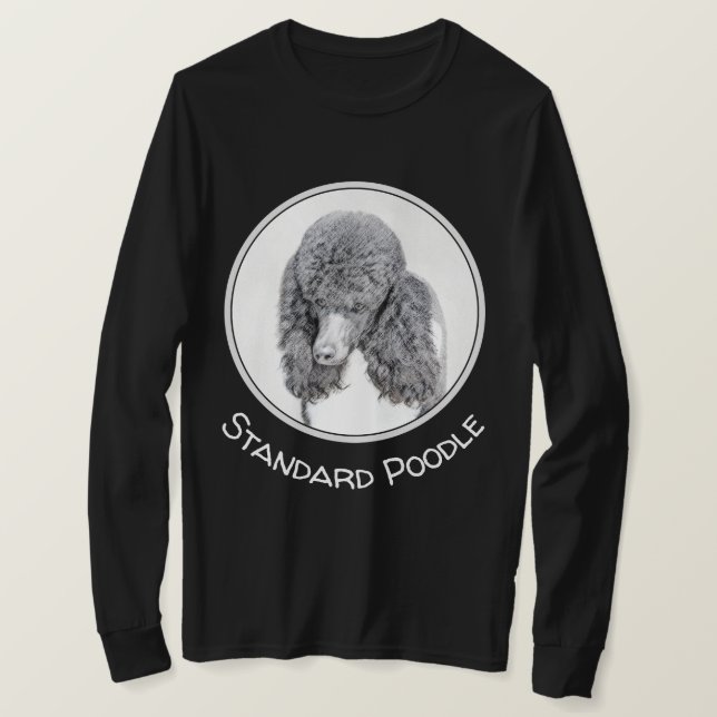 Standard Poodle Black Parti Painting - Dog Art T-Shirt (Design Front)