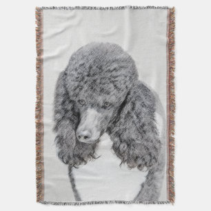 Standard Poodle Black Parti Painting - Dog Art Throw Blanket