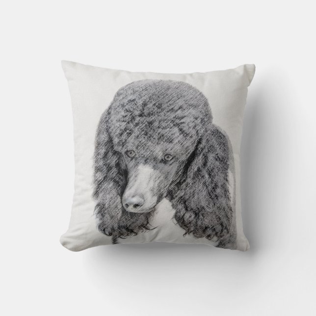 Standard Poodle Black Parti Painting - Dog Art Throw Pillow (Front)